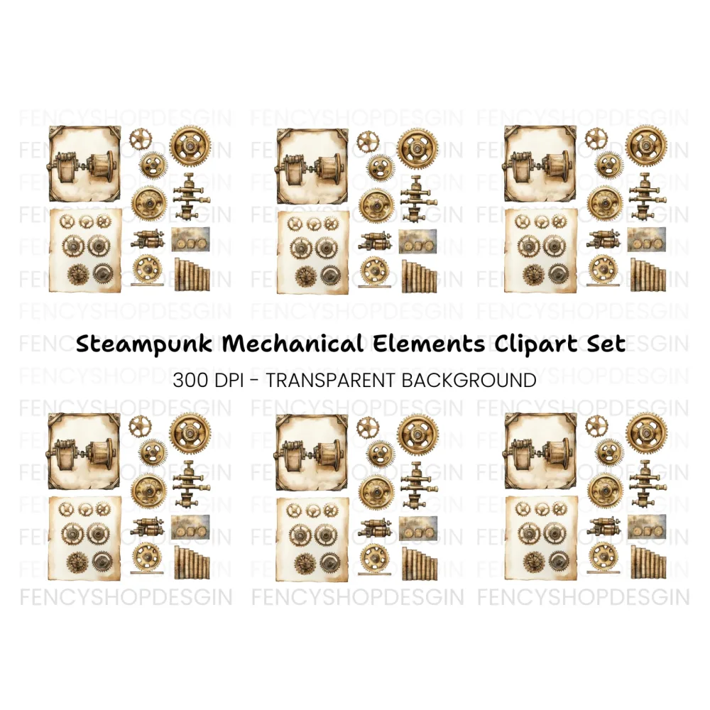 Steampunk Gears Clipart Bundle