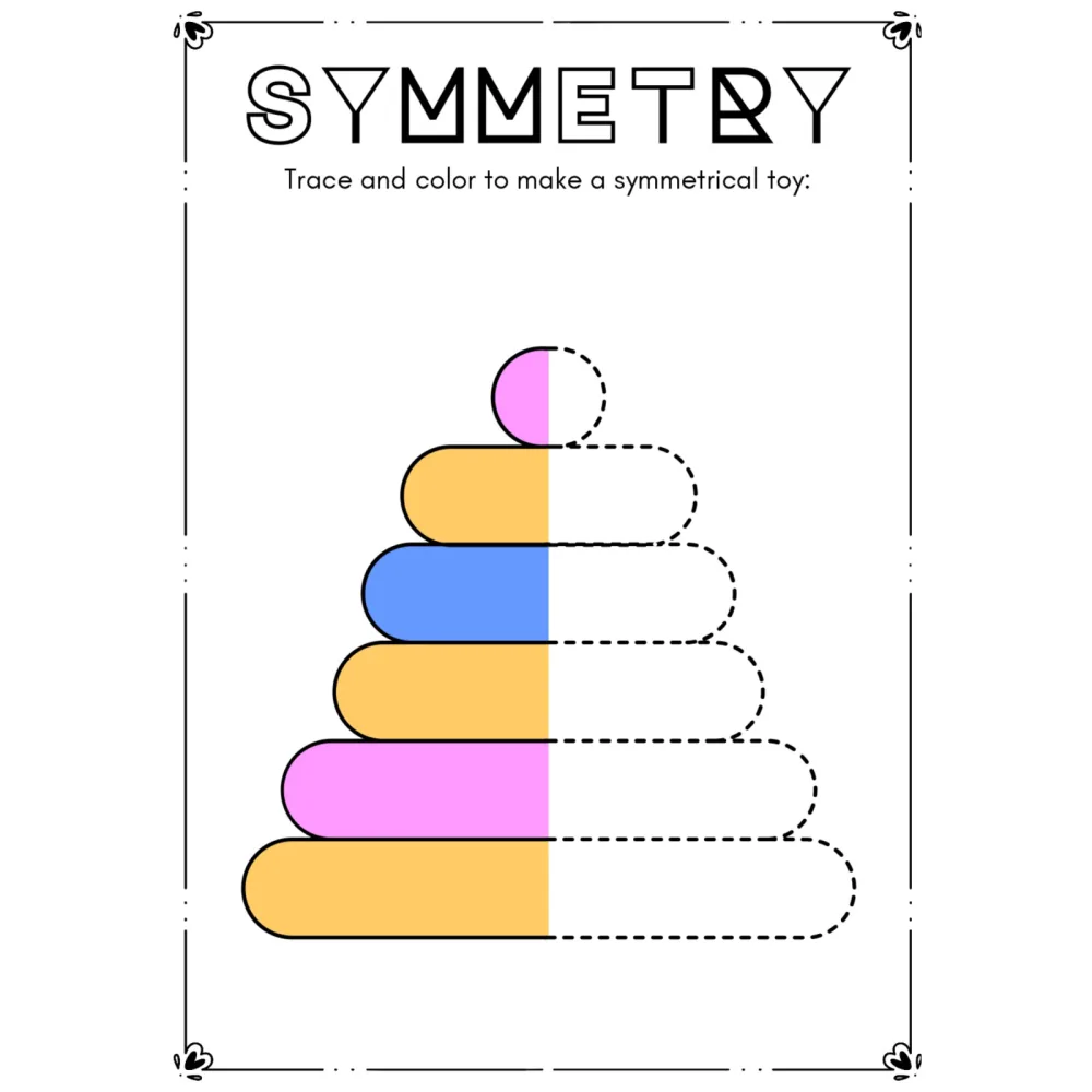 Symmetry Tracing and Coloring Worksheets