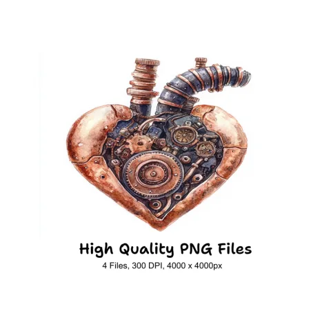Steampunk Heart Clipart Bundle