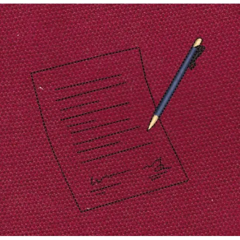 Signed Document Pen Embroidery Navy & Gold Embroidery Design