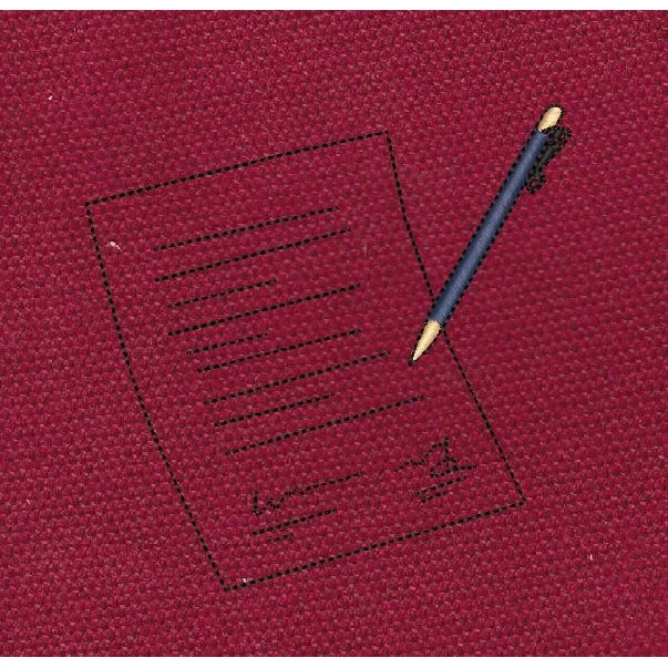 Signed Document Pen Embroidery Navy & Gold Embroidery Design