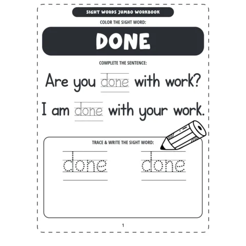 Sight Words Jumbo Workbook Trace Write Color Activities