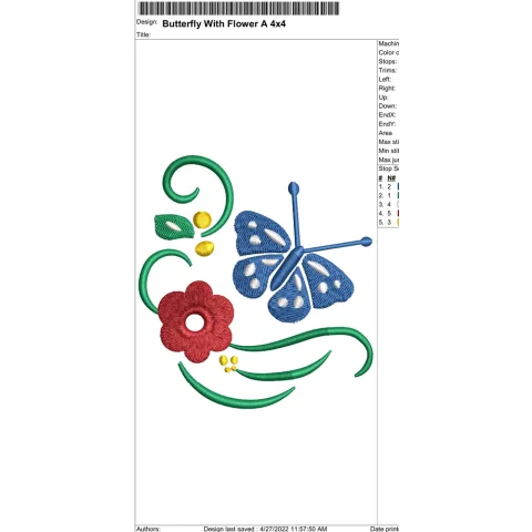 Butterfly With Flower Embroidery Design
