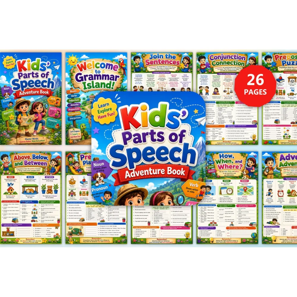 Kids Parts Of Speech Adventure Book