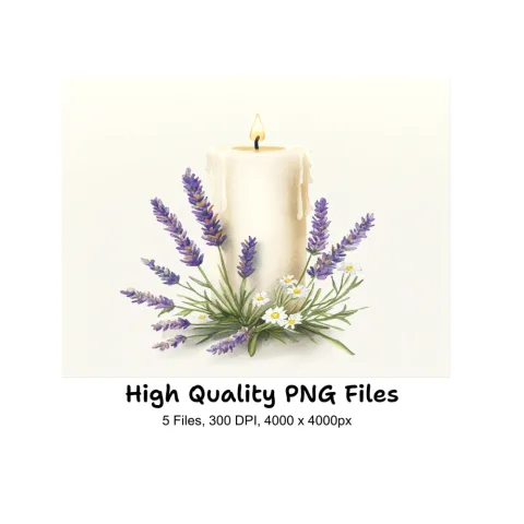 Serene Lavender Candle Clipart Bundle