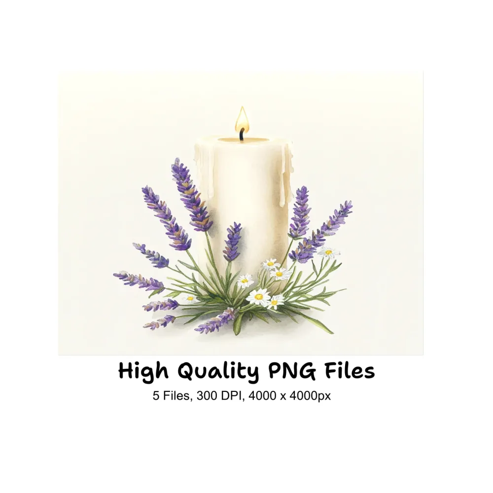 Serene Lavender Candle Clipart Bundle