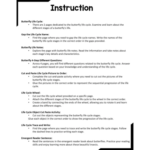 Butterfly Life Cycle Craft Research Activities