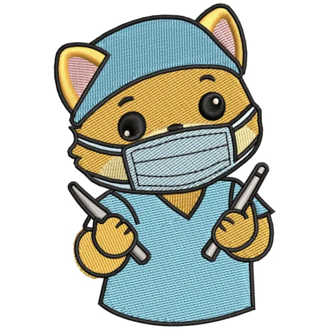 Doctor Cartoon Embroidery Design