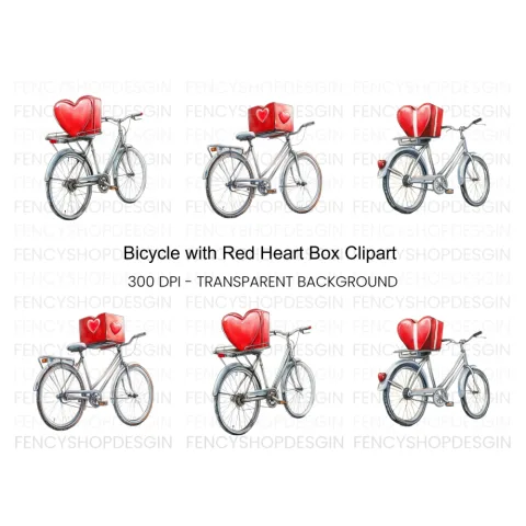 Bicycle with Heart Box Clipart Bundle