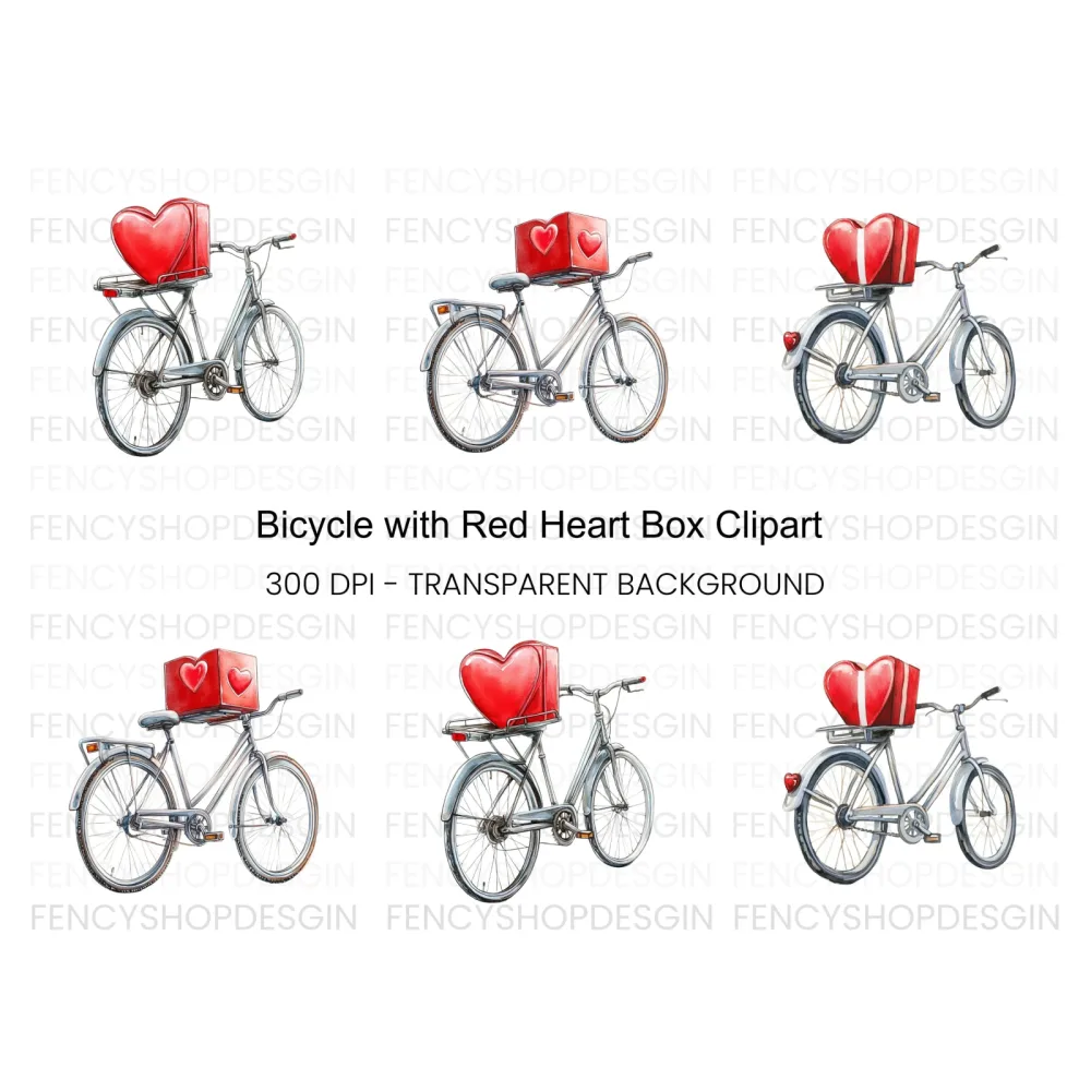 Bicycle with Heart Box Clipart Bundle