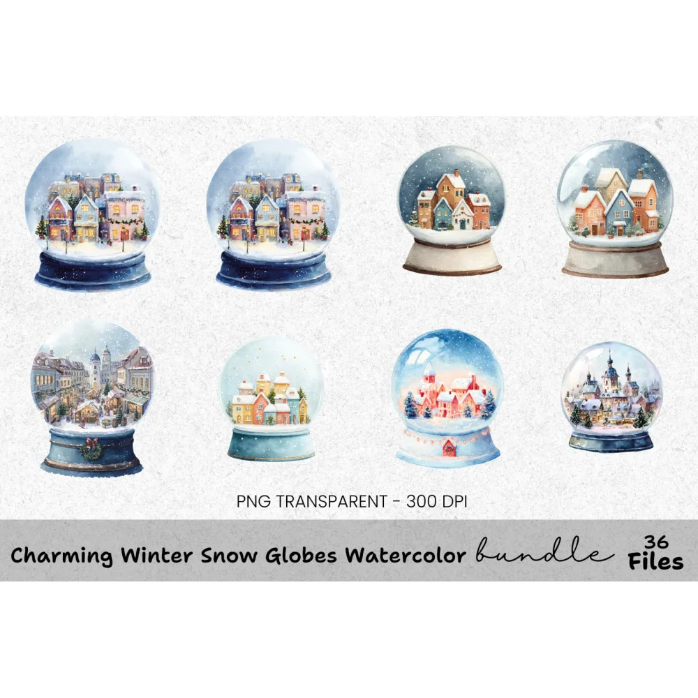Winter Wonderland Snow Globe Clipart Bundle