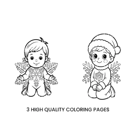 Cute Babies Winter Snowflake Coloring Books