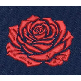 Red Rose Navy Background Embroidery Design