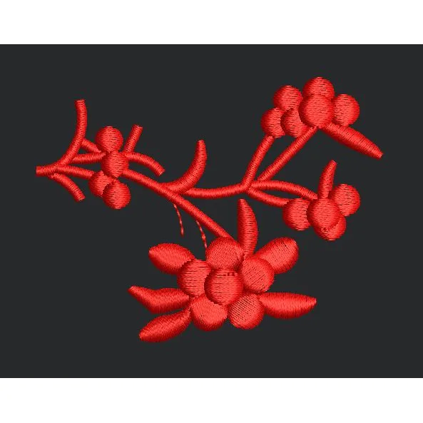 Red Berry Branch Embroidery Design