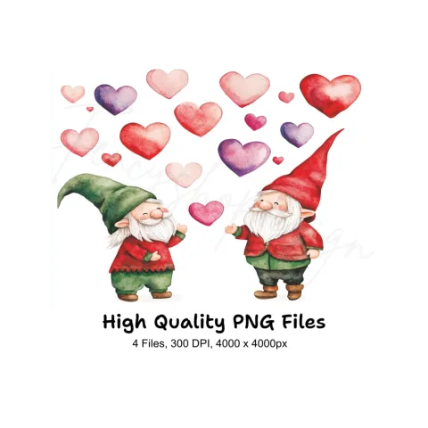 Cute Valentine Gnomes Clipart Bundle