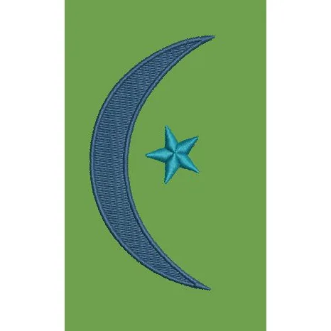 Crescent Moon and Star Embroidery Design