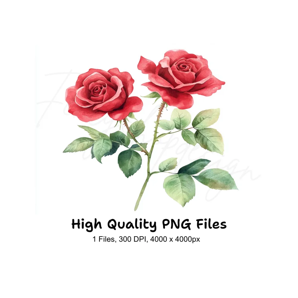 Red Roses Clipart Bundle