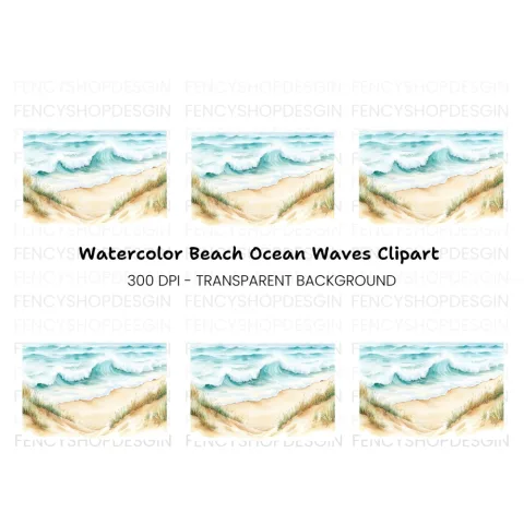 Ocean Beach Waves Clipart Bundle