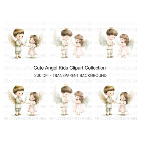 Cute Angel Kids Clipart Bundle
