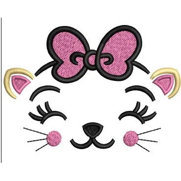 Cat Face Embroidery Design