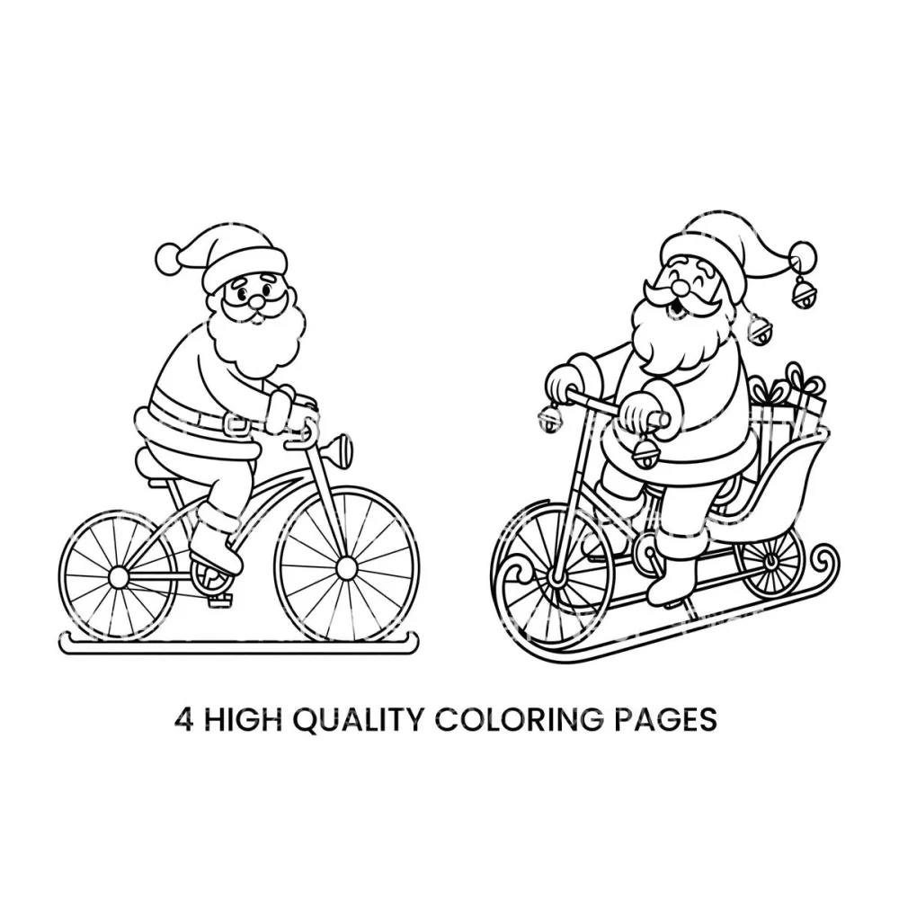 Santa on Sleigh BikeFun Coloring Books