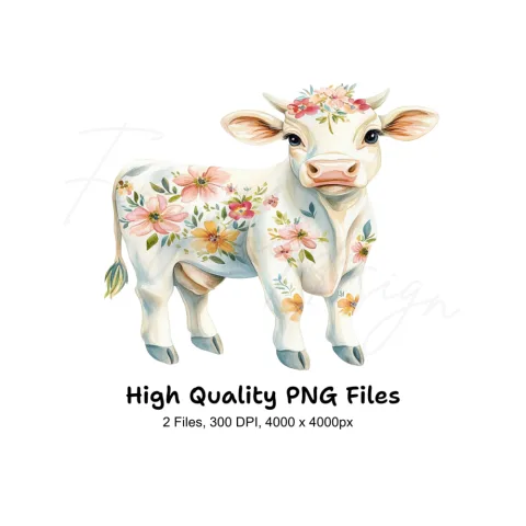 Floral Baby Calf Clipart Bundle