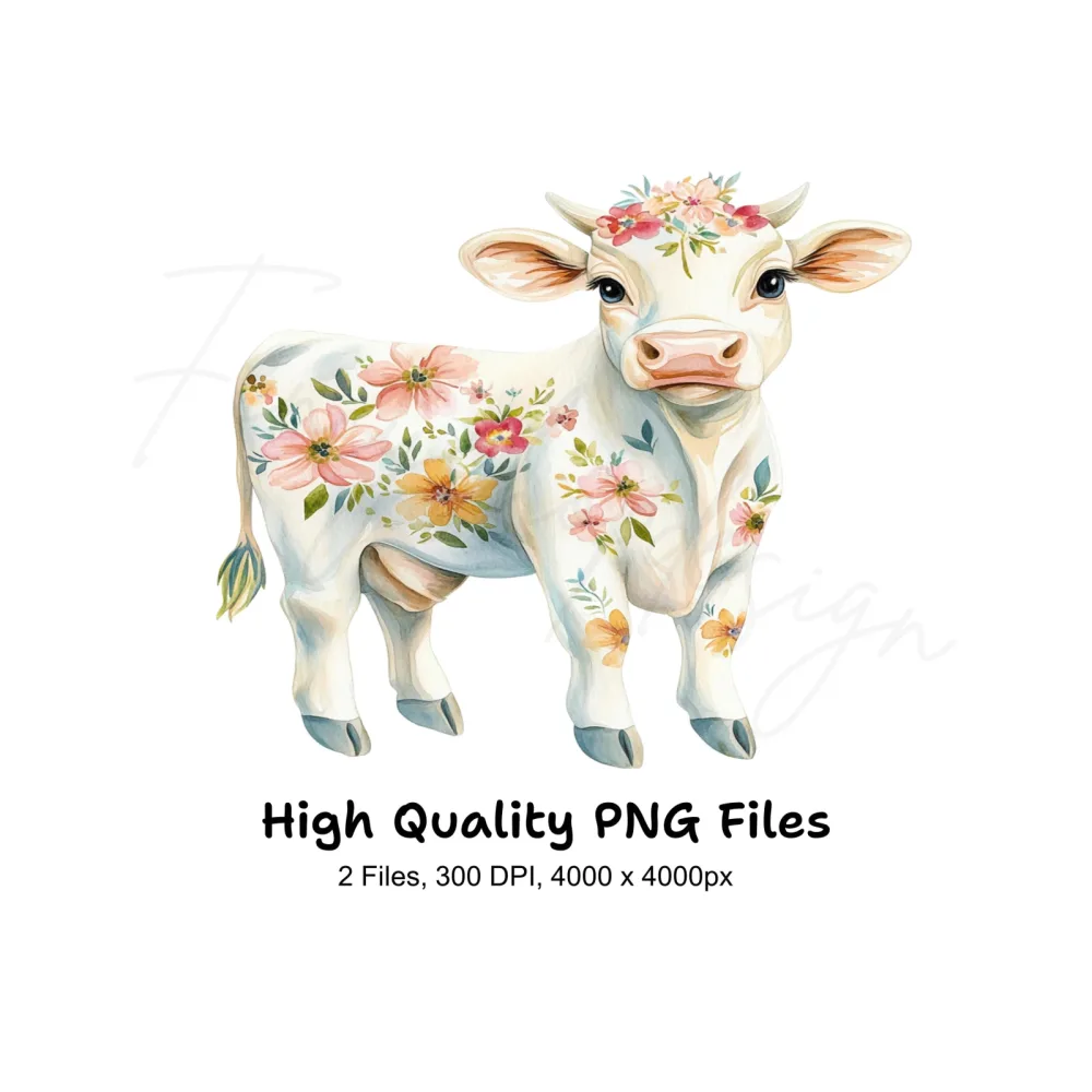 Floral Baby Calf Clipart Bundle