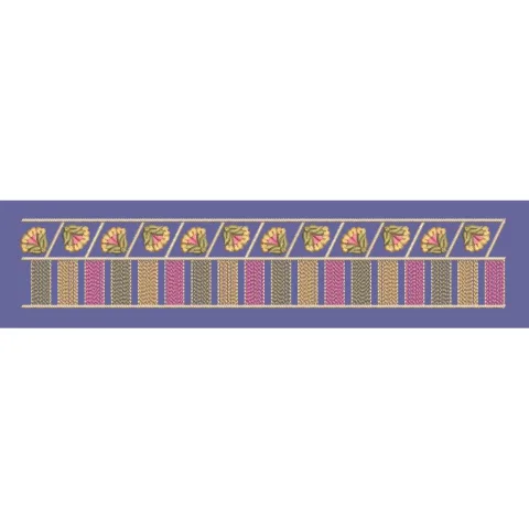 Golden Petals Striped Border Embroidery Design