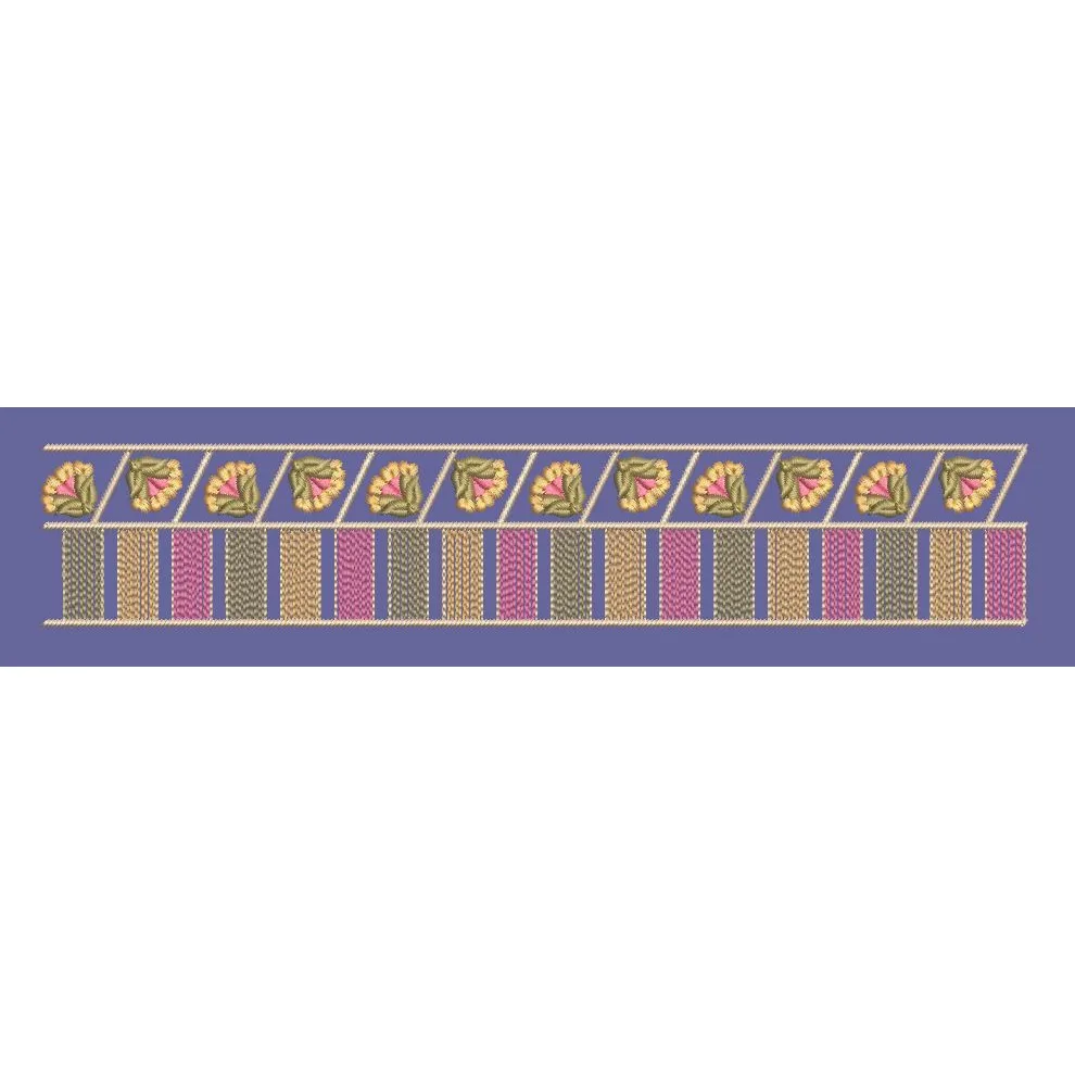 Golden Petals Striped Border Embroidery Design