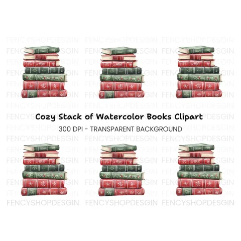 Christmas Books Stack Clipart Bundle