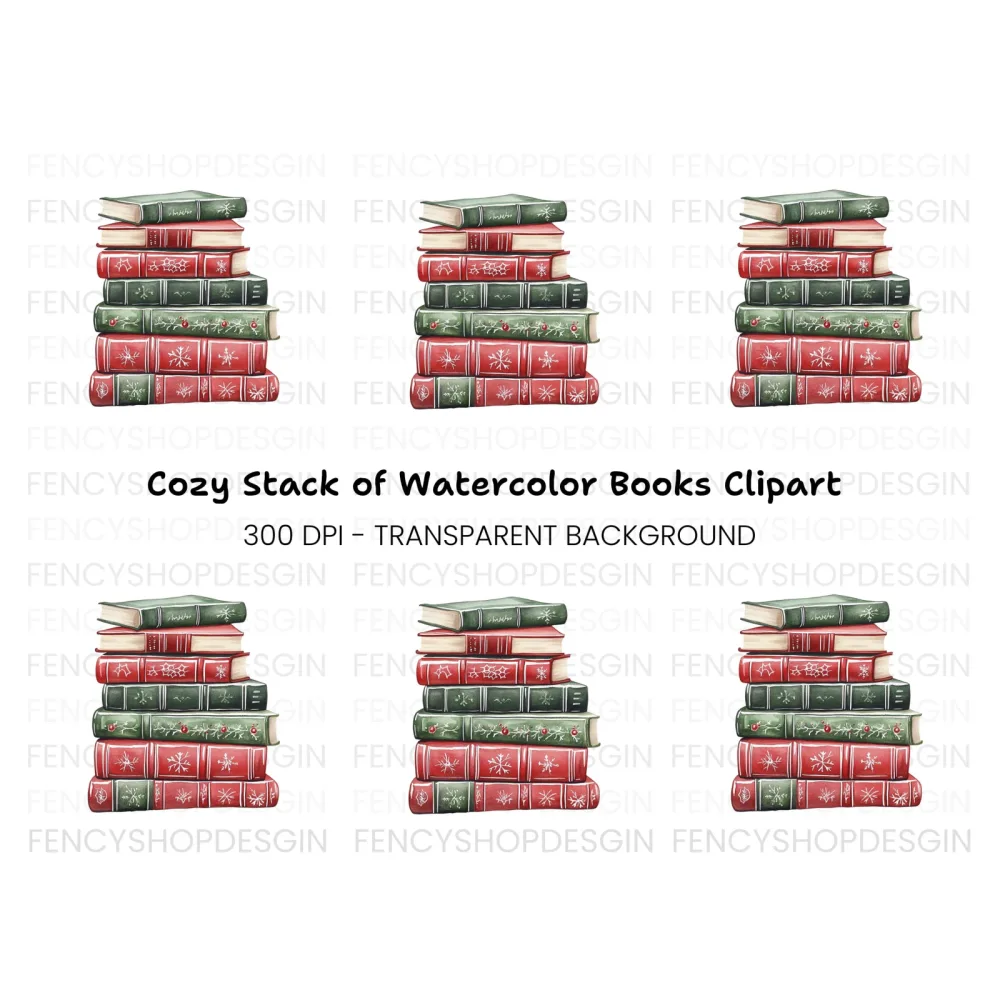 Christmas Books Stack Clipart Bundle