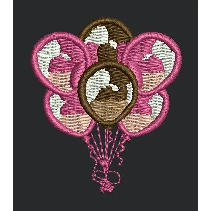 Balloons In Pink & Blue Embroidery Design