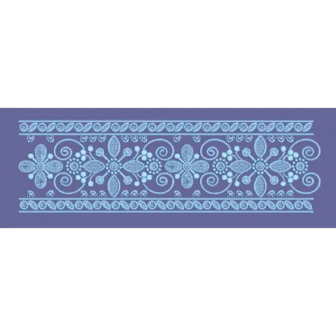 Floral Scroll Light Blue Decorative Border Embroidery Design