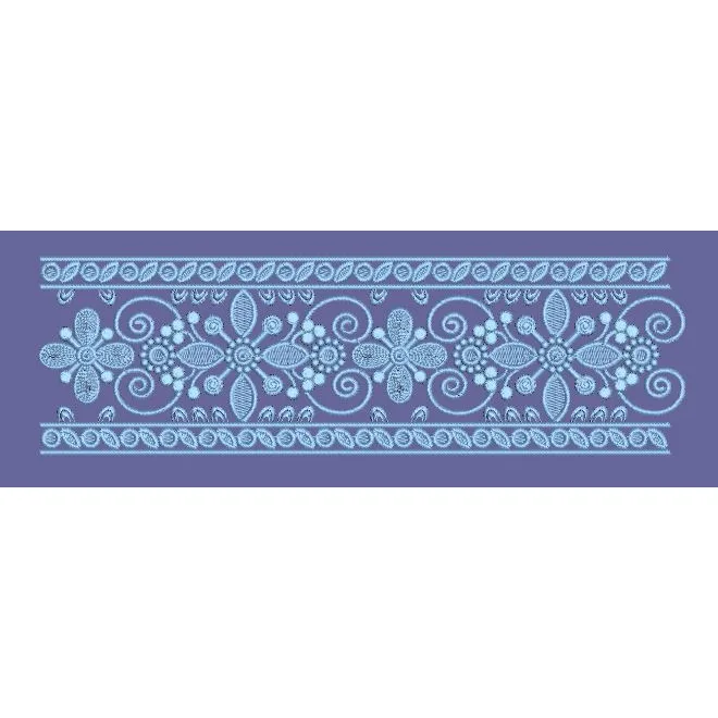 Floral Scroll Light Blue Decorative Border Embroidery Design