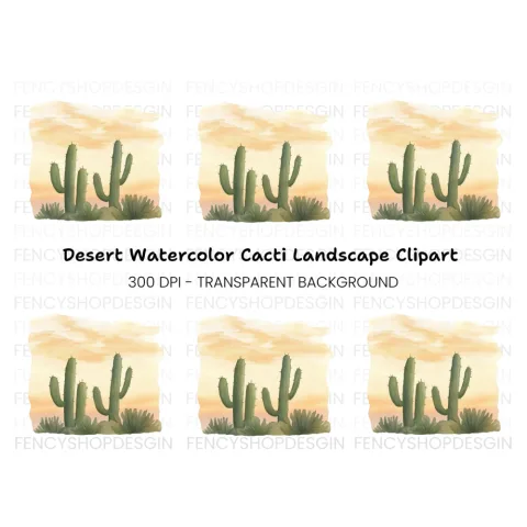 Desert Cactus Sunset Clipart Bundle