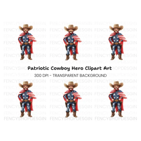 American Cowboy Superhero Clipart Bundle