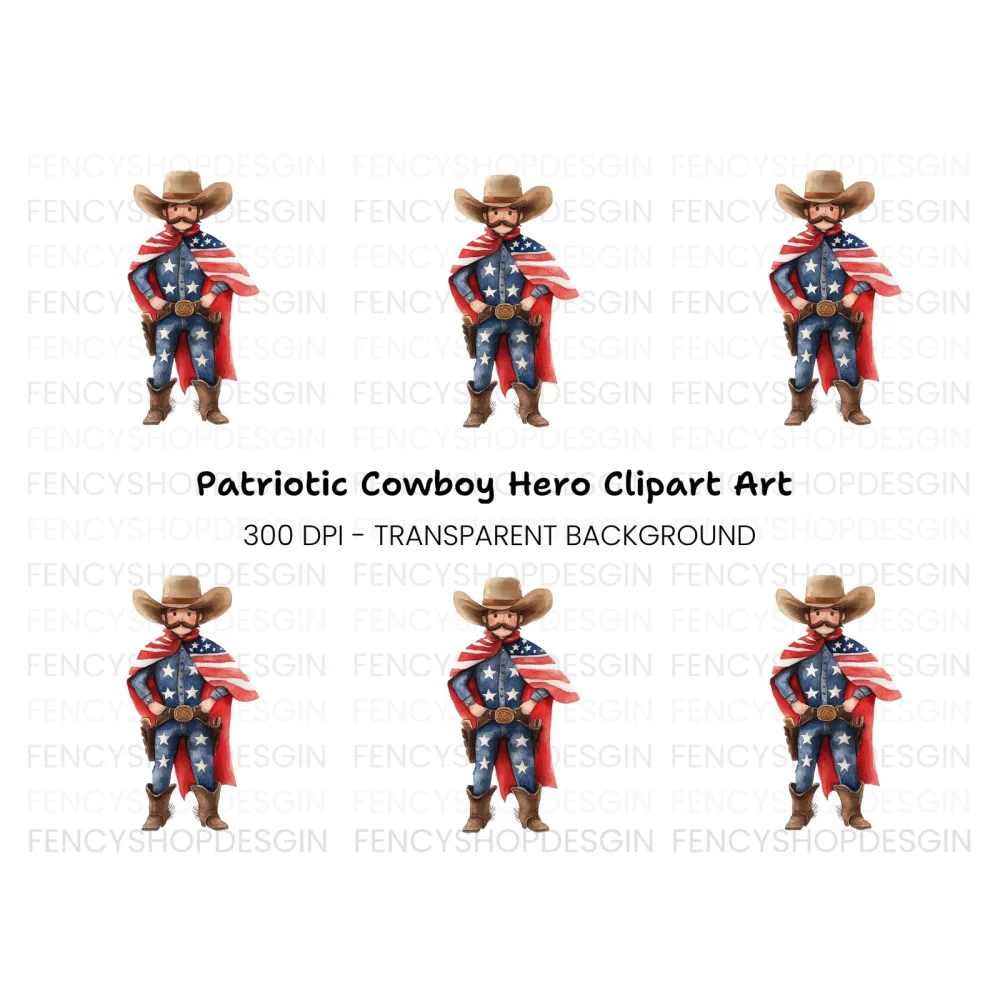 American Cowboy Superhero Clipart Bundle