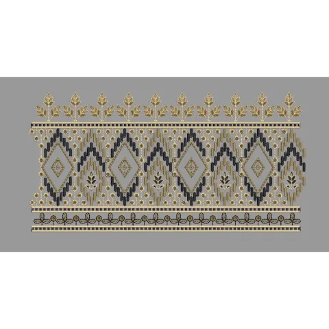 Geometric Diamond Ikat Border Embroidery Design