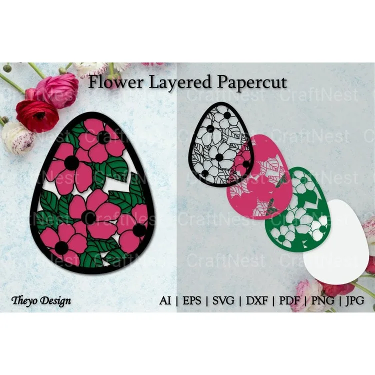 Flower D Layered Papercut SVG Bundle