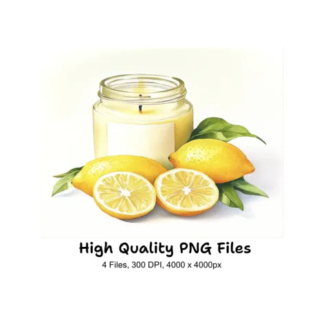 Lemon Scented Candle Clipart Bundle