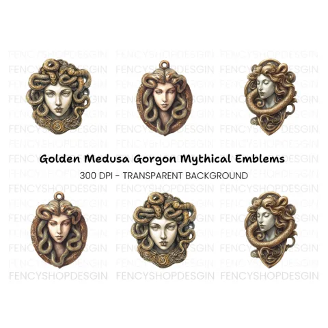 Mythical Medusa Head Clipart Bundle