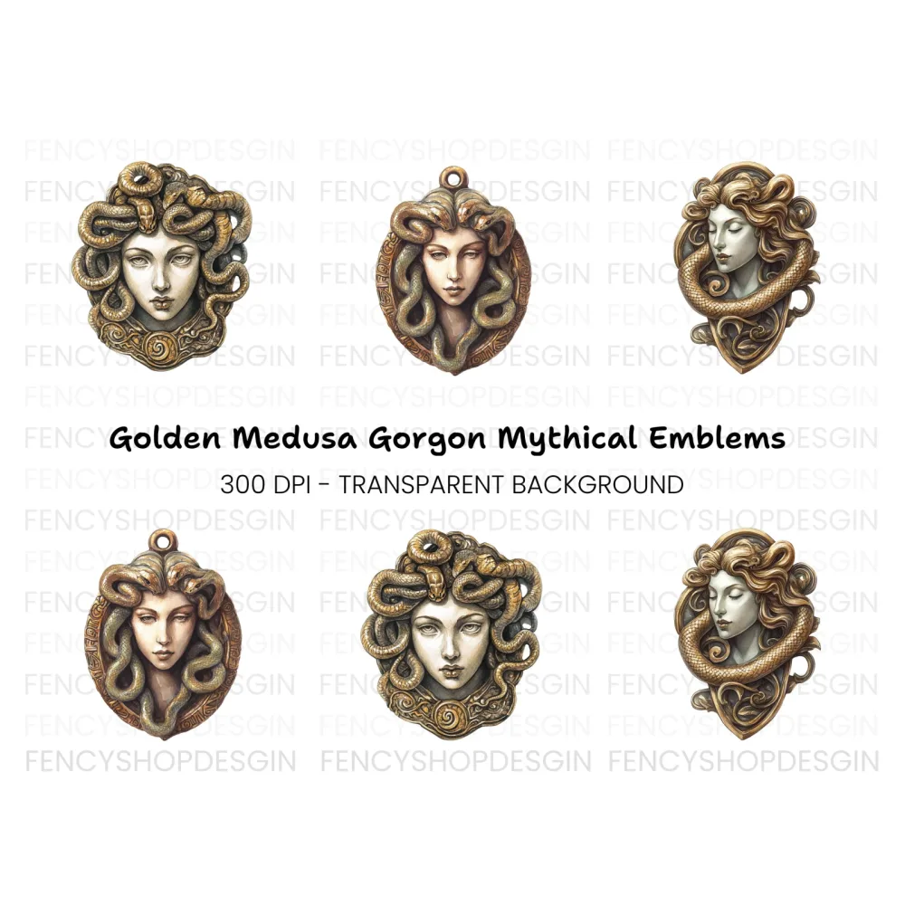 Mythical Medusa Head Clipart Bundle