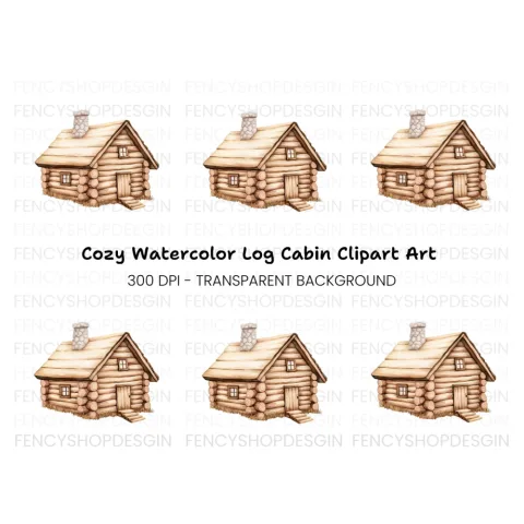Rustic Wooden Log Cabin Clipart Bundle