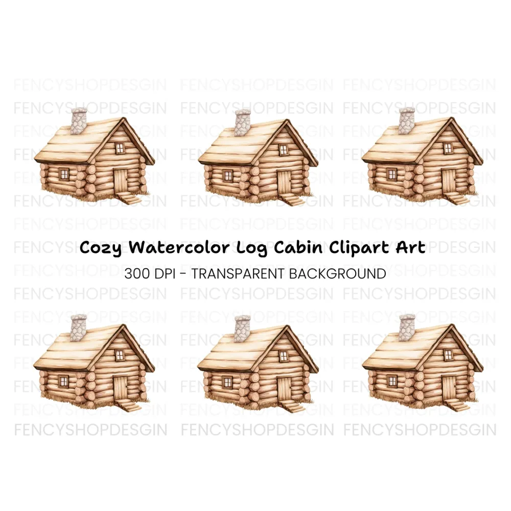 Rustic Wooden Log Cabin Clipart Bundle