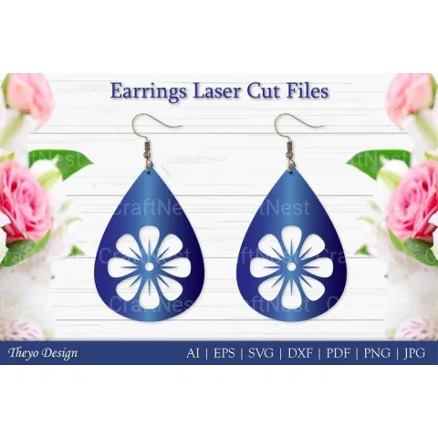 Laser Cut Flower Earrings SVG Bundle