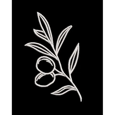 Olive Branch White Line Art Embroidery Design