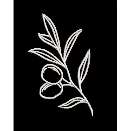 Olive Branch White Line Art Embroidery Design