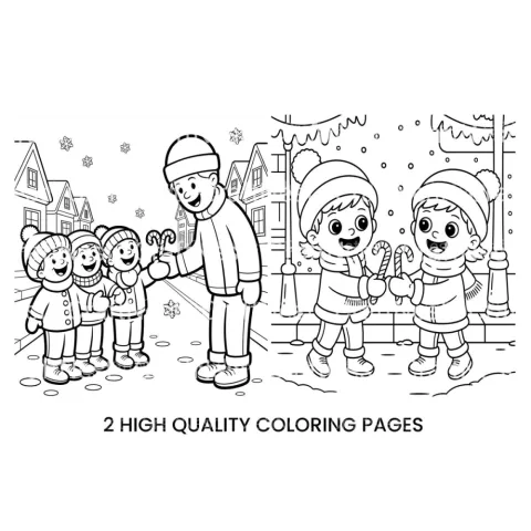 Winter Candy Cane Sharing Coloring Books