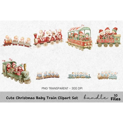 Christmas Astronaut Babies Clipart Bundle