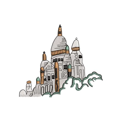 Old Buildings Embroidery Design